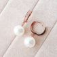 CZ Hoop Earrings with Round Pearls