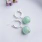 Chic Ear Hoops with Green Jade Beads