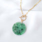 Small Round Unique Jade Necklace with Toggle Clasp - D032