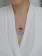Lavender Jade Necklace with Aquamarine Cluster