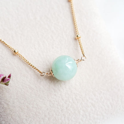 Floating Jade Necklace - Ball Chain