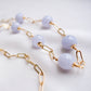 Paperclip Interval Choker Necklace with Blue Lace Agate - Gold Filled