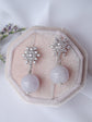 Snow Ear Studs with Lavender Jade
