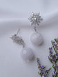 Snow Ear Studs with Lavender Jade
