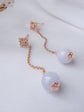 Intricate Stud and Dangling Lavender Jade Earrings