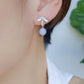 Triple Leaf Ear Studs with Petite Blue Lace Agate Bead