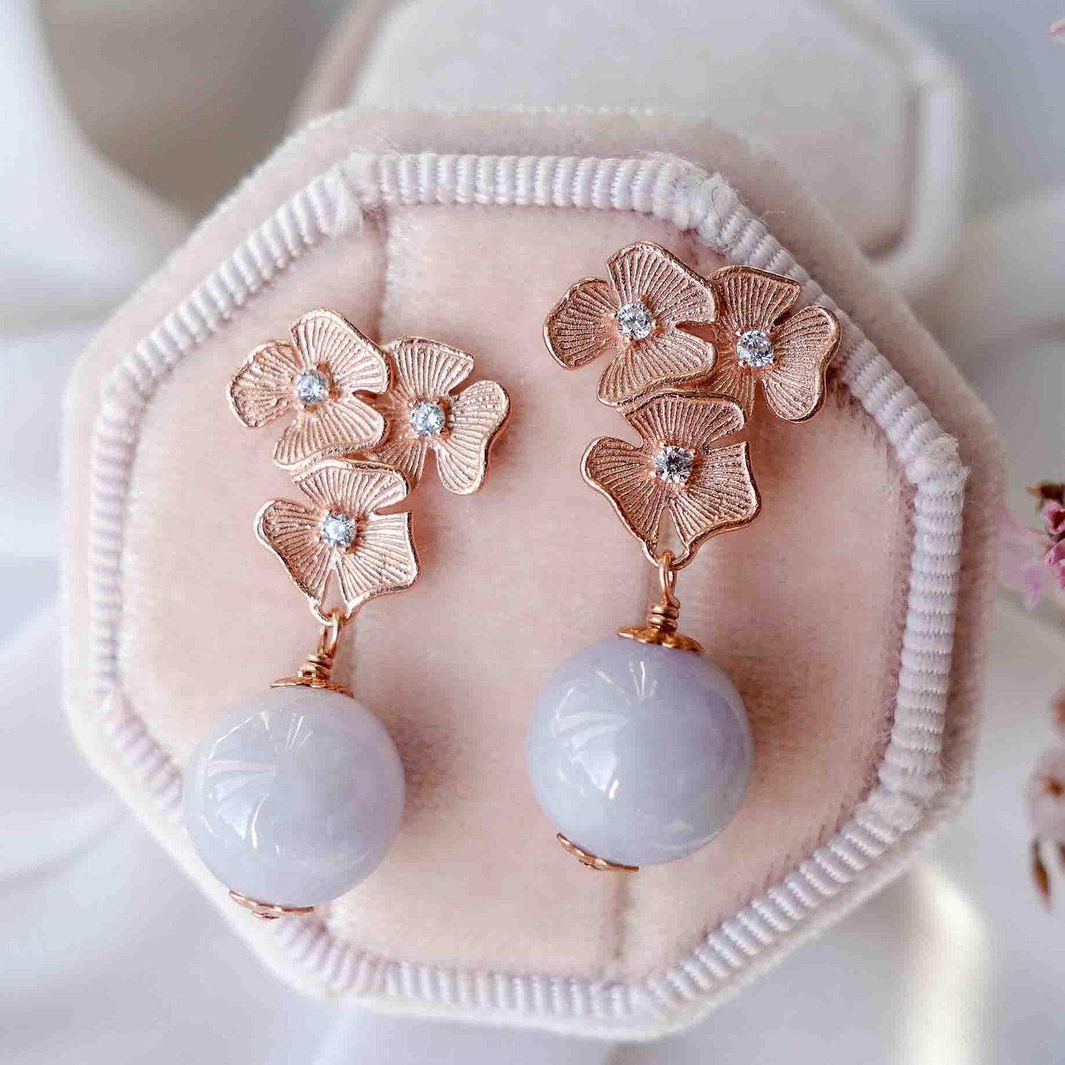 Flower Jade And Pearl Earrings Jade Flower Earrings: Freshwater