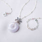 Orchid Pendant with Lavender Jade Donut Necklace - Ball Chain
