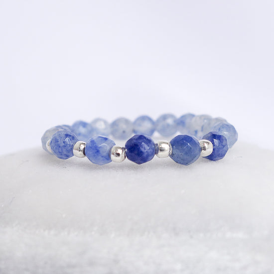 Tiny Blue Aventurine Bead Ring