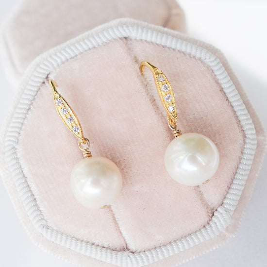 Embedded CZ Hook Earrings with Pearls