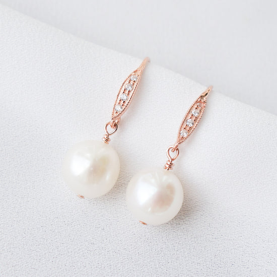 Embedded CZ Hook Earrings with Pearls
