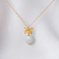 Faceted Off White Jade with Orchid Pendant Necklace