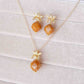 Faceted Honey Jade with Orchid Pendant Necklace