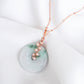 Unique Green Jade with Pink Pearl Vine Necklace GVN17R