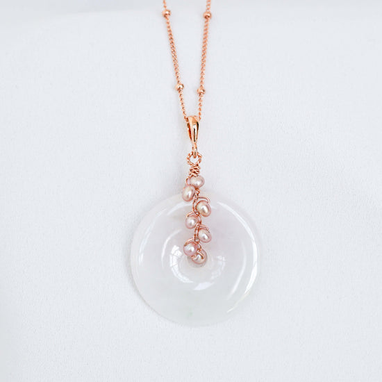 Lilac Jade with Pink Pearl Vine Necklace GVN7R