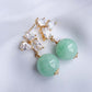 Geometric Cluster Earrings with Green Jade
