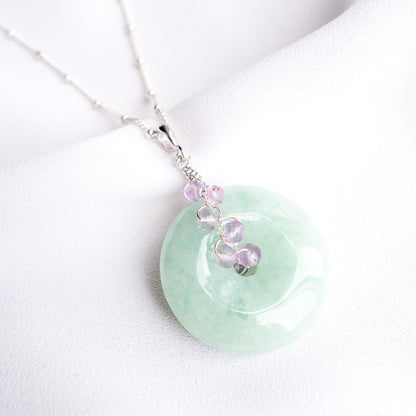 Green Jade With Pink Amethyst Vine Necklace