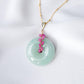 Green Jade Necklace with Pink Sapphire Vine