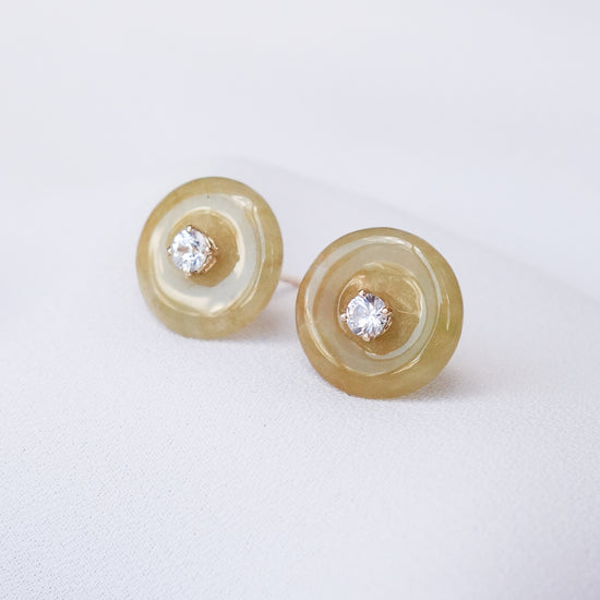 Jade Donut Earrings with Sapphire - JDE748G
