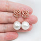 Rose Ear Studs with White Baroque Pearls - JPL10