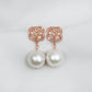 Rose Ear Studs with White Baroque Pearls - JPL10