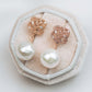 Rose Ear Studs with White Baroque Pearls - JPL10