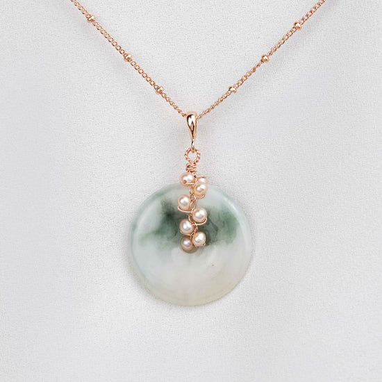 Unique Jade with Pink Pearl Vine Necklace JPVN16