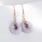 Vivid Lavender Jade with Sapphire Vine Earrings - Dapped Single CZ Hook