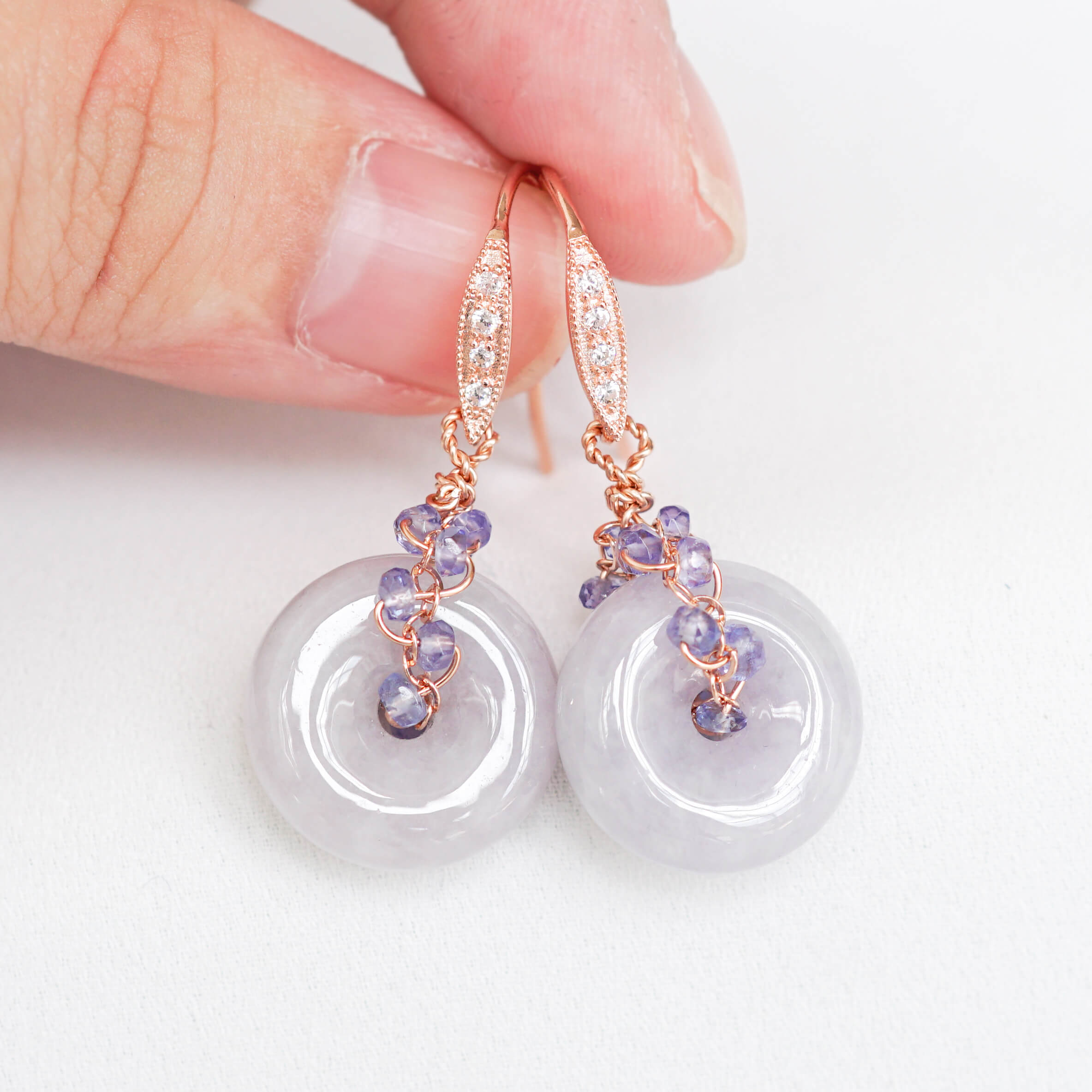 Lavender jade deals drop earrings