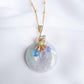 Lavender Jade Necklace with Blue Gem Cluster - Gold Filled Ball Chain