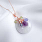 Lavender Jade Necklace with Purple Gem Cluster - Rose Gold Filled Rolo Chain