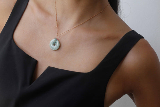 Jade with Dual-tone Tourmaline Vine Necklace