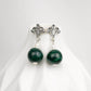 Victorian Ear Studs with Malachite and Pearl
