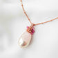 Baroque Pearl Necklace with Pink Sapphire Cluster MP17