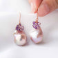 Baroque Pearls Hook Earrings with Amethyst Cluster MP6