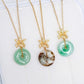 Jade Donut with Orchid Pendant Necklace OFNG - Gold Filled
