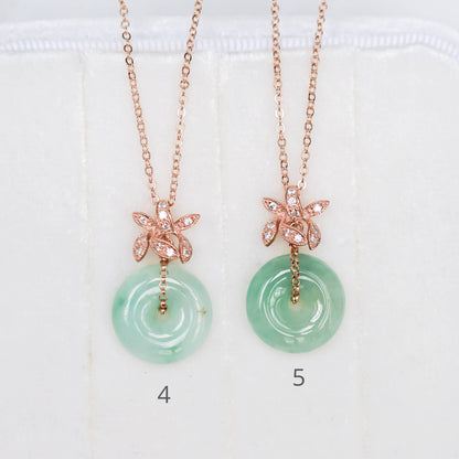 Jade Donut with Orchid Pendant Necklace OFNR - Rose Gold