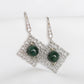 Peranakan Tile Pine Green Jade Milgrain Hook Earrings