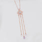 Peranakan Tile Lavender Jade Dangling Necklace - Rose Gold Filled