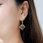 Peranakan Tile Pine Green Jade Milgrain Hook Earrings