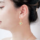 Peranakan Tile Apple Green Jade Milgrain Hook Earrings