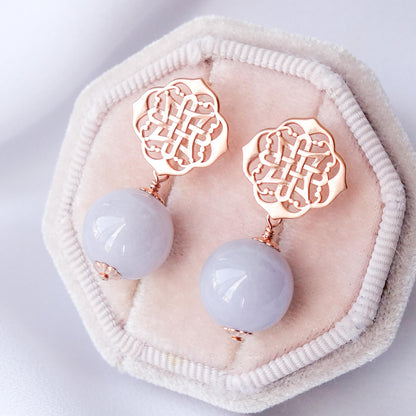 Peranakan Ear Studs with Lavender Jade