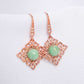 Peranakan Tile Apple Green Jade Milgrain Hook Earrings