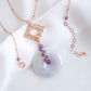 Lavender Jade Necklace with Peranakan Tile and Amethyst Vine