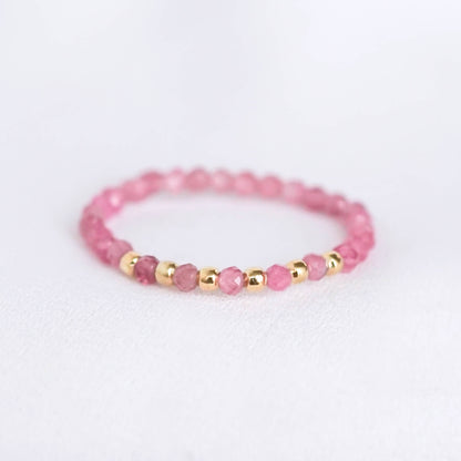 Tiny Pink Tourmaline Bead Ring