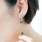 Diamond Ear Studs with Dangling Jade (Sage Green Jade)