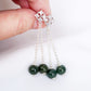 Diamond Ear Studs with Dangling Jade (Pine Green Jade)