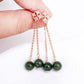 Diamond Ear Studs with Dangling Jade (Pine Green Jade)