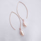 Sleek Leaf Ear Hooks with Baroque Pearls - RG48
