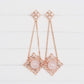 Intricate Ear Studs with Dangling Peranakan Tile Rose Quartz RQ19